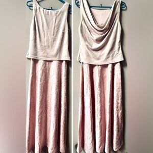 VTG. ARIANNA BY RACHEL KAYE PINK SHIMMER TANK CRINKLE TAFFETA MAXI DRESS Sz.12